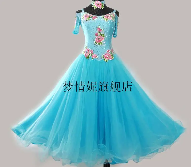 

new standard dance dress,ballroom dance competition dresses,Chiffon Dress,womens dance dresses blue green color