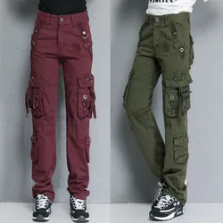 Damskie spodnie sportowe na świeżym powietrzu Baggy Pant Plus Size Loose Multi Pocket Straight Camo Cargo Pants Kombinezony Spodnie treningowe