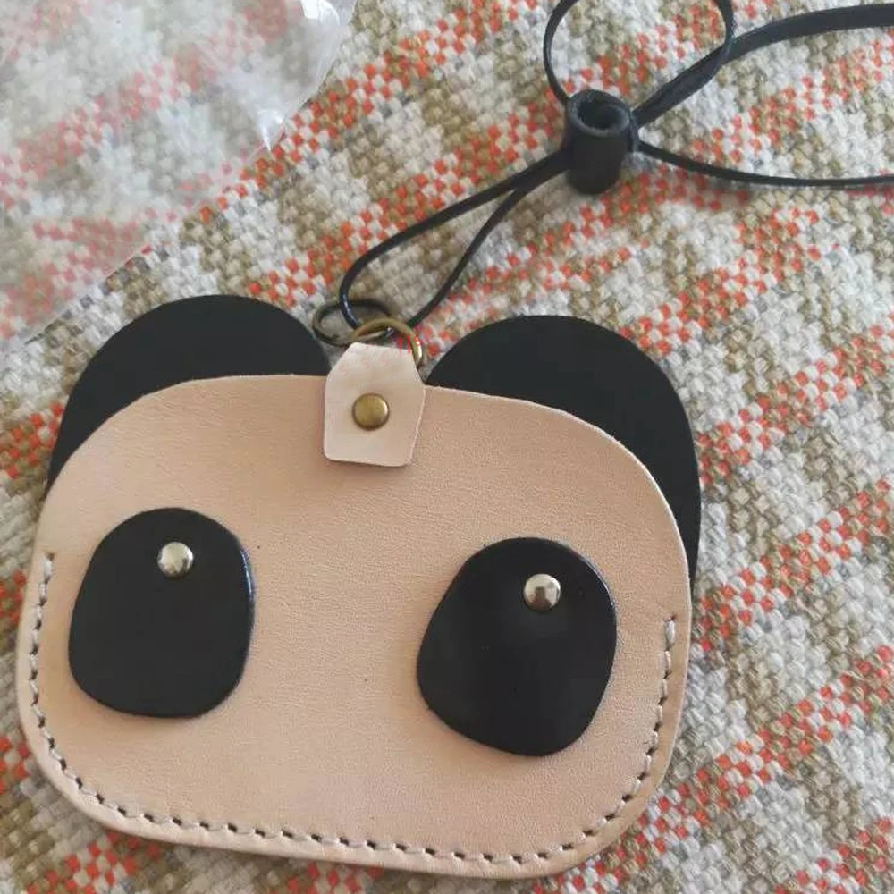 DIY leather craft panda head design card badge holder bag die cutting knife mould hand machine modeling punch tool