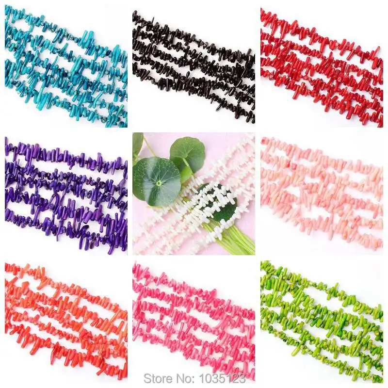 8-14mm Natural 9 Color Coral Branch Shape Loose Beads Strand 15