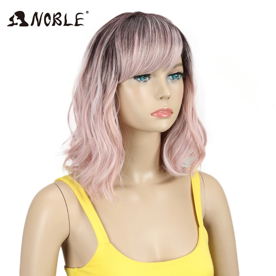 Noble Cosplay Wig Short Wig For Black Women Pink Wig Straight  Hair Synthetic  Heat Resistant 12 Inch cosplay synthetic wig