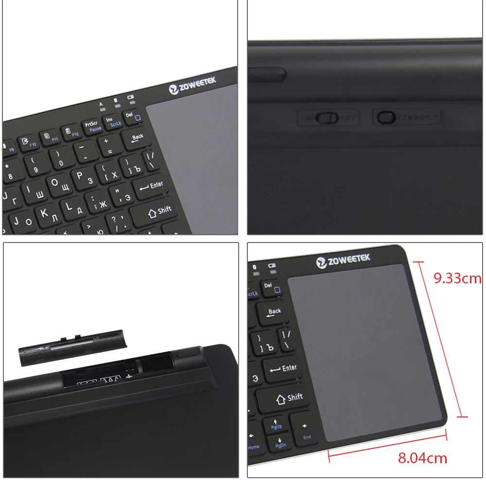 Zoweetek K12BT-1 Brand New Utra-thin Mini Wireless Spanish Bluetooth Keyboard Touchpad For Windows Android PC