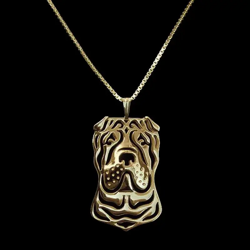 Women\'s Jewelry Metal Dog Pendant Necklaces Female Alloy Chinese Shar Pei Necklaces Drop Shipping