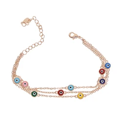 Women Fashion bracelet Multilayer Round disk Beads Bangle Bracelets mix color evil eye charm Gift for women ladies