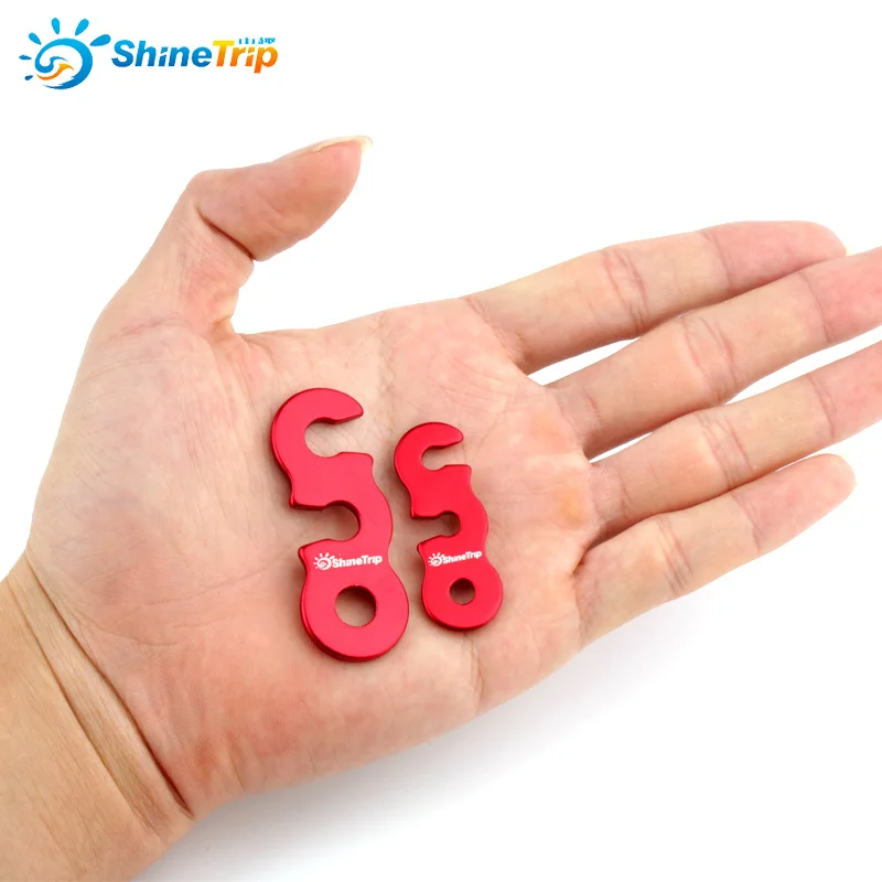 ShineTrip-hebillas de cuerda para tienda de campaña, 10 piezas, aleación de aluminio, para acampar al aire libre, tapón de cuerda de viento, hebilla