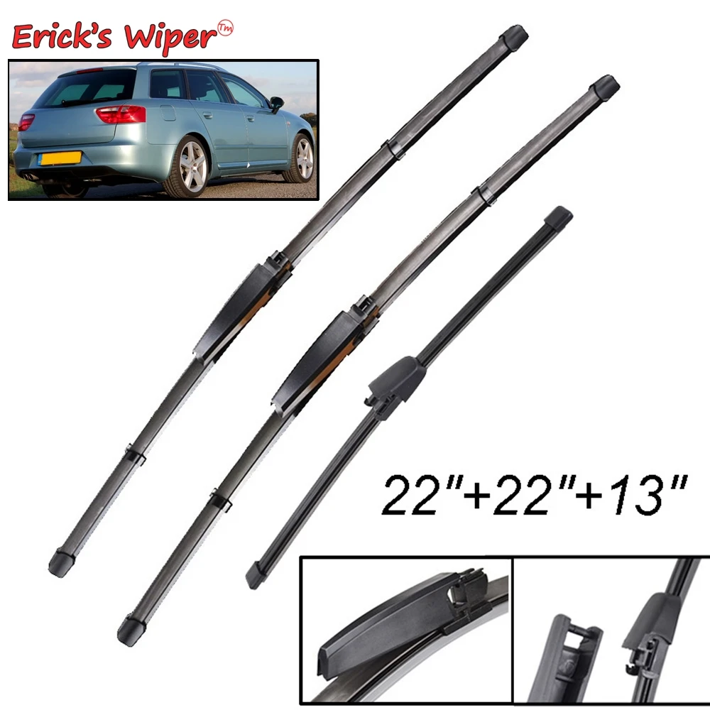 Erick\'s Wiper LHD Front & Rear Wiper Blades Set For Seat Exeo ST Estate 2008 - 2013 Windshield Windscreen Window Brush 22\