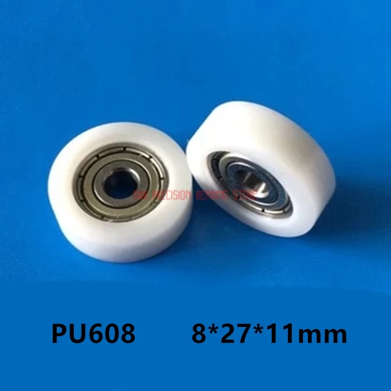 

Miniature bearings 608 plastic coated rubber bearing 8*27*11mm flat bearing pulley nylon roller hardware