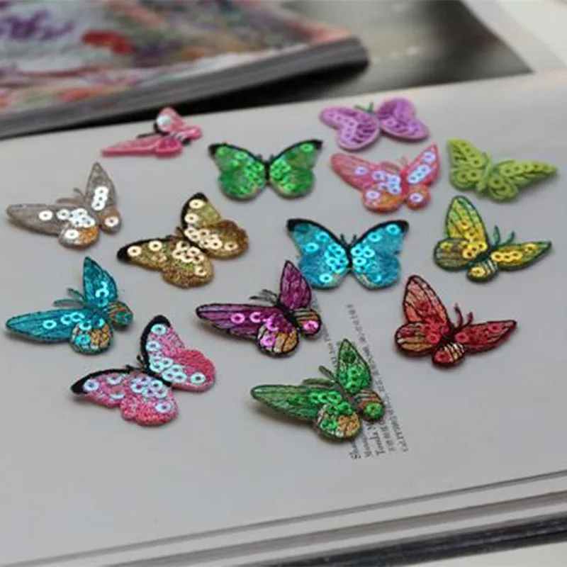 Iron-On Embroidered Sequin Butterfly Applique children clothes patch applique embroidery accessories