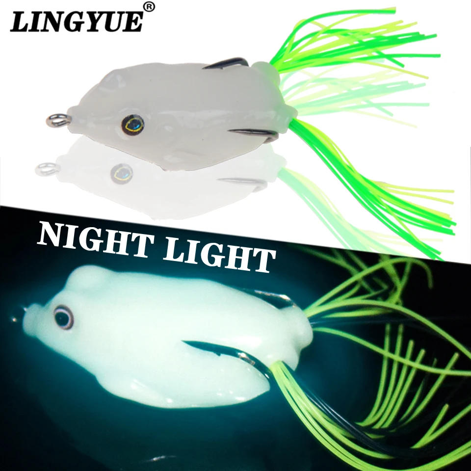 Night light soft tube bait japan plastic fishing lures frog lure treble hooks Topwater ray frog 5.5CM 12G artificial soft bait