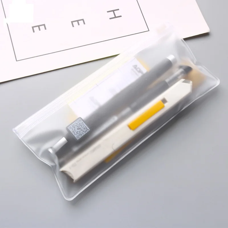 100pcs/lot PVC Transparent Frosted Envelope Binder Pocket pen bag plastic waterproof underwear bag 18cmx8cm