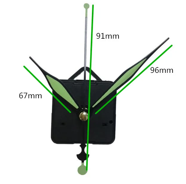 Imagem -02 - Conjuntos de Domicílios Faça Você Mesmo Movimento do Relógio de Quartzo Mãos Mecanismo com Gancho Faça Você Mesmo Peças de Reparo com Verde Fluorescente de Peças de Relógio 100