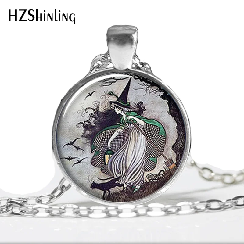 HZ--A304   Fairytale Witch pendant, witch necklace resin pendant, witch jewelry, Halloween jewelry HZ1