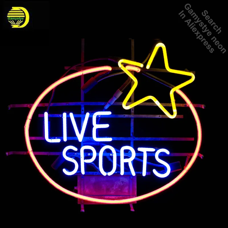 

LIVE SPORTS Neon Sign handmade neon Signs Real Glass Tube Arts neon lights Recreation Wall Windows Iconic Sign Neon Light LAmps