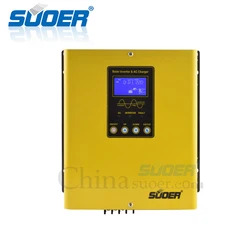 Suoer【 Hybrid Inverter 】 Low Frequency 12V DC to 220V AC 1000W Pure Sine Wave 30A PWM ControllerWith AC Charger 20A(PL-1KVA)