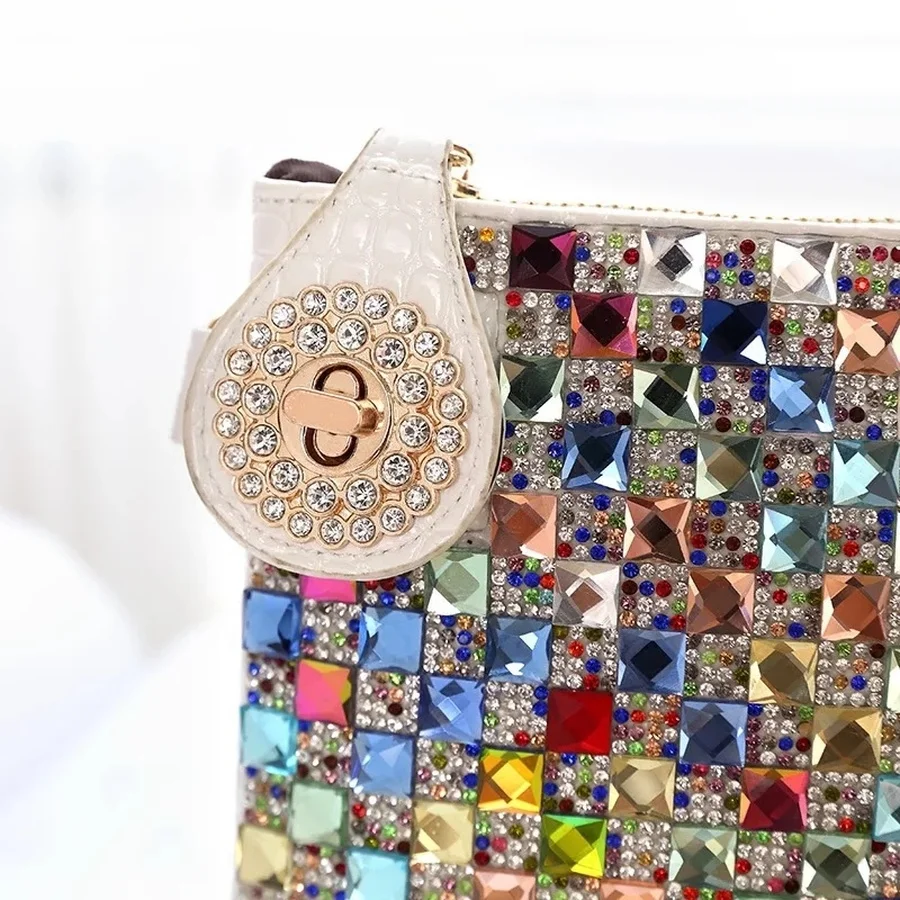 Colorful Rhinestone Women Clutch Bag Designer Luxury Diamond Ladies Evening Bag Chic Shoulder Crossbody Bags Party Small Purse