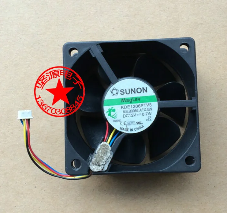 

SUNON KDE1206PTV3 MS.B3066.AF.X.GN DC 12V 0.7W 60x60x25mm 3-wire Server Cooling Fan