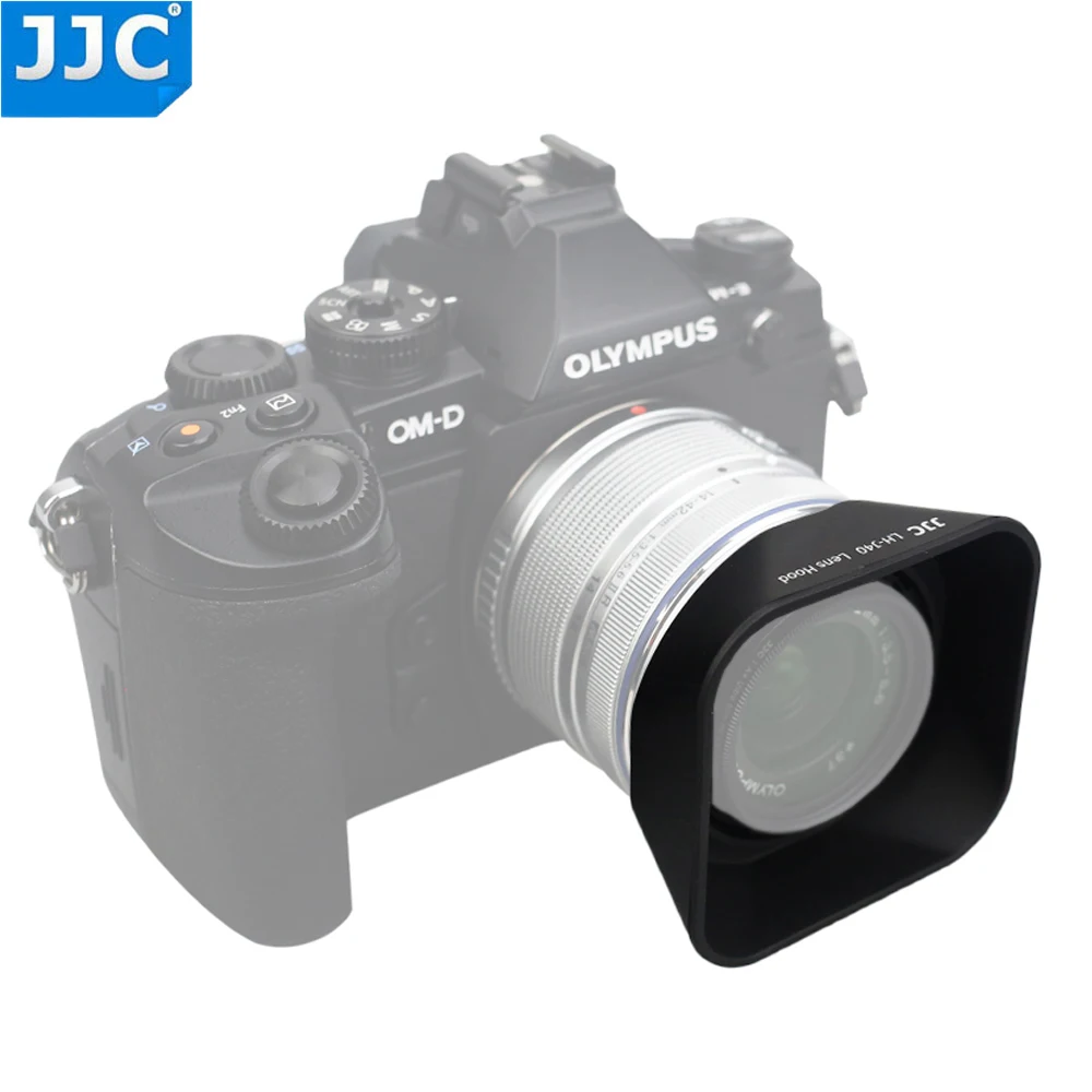 JJC Reversible Bayonet Square Lens Hood Shade for Olympus M.ZUIKO DIGITAL 14-42mm 1:3.5-5.6 II R Replaces Olympus LH-40 Black