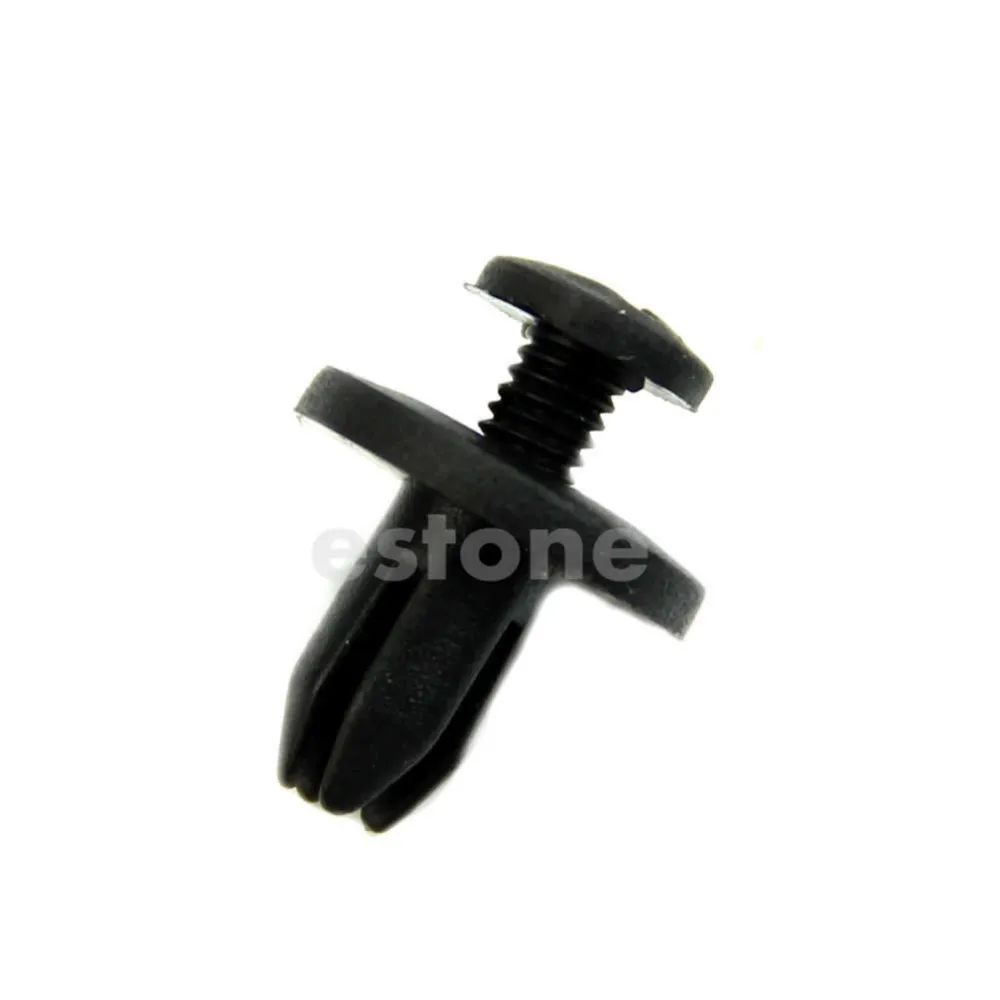 QILEJVS 10 Pcs Car Bumper Fender 6mm Hole Black Plastic Rivets Fasteners for Toyota-Y11