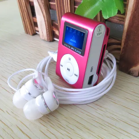 New LCD Screen Metal Mini Clip MP3 Player with Micro TF/SD Slot and with Earphone.