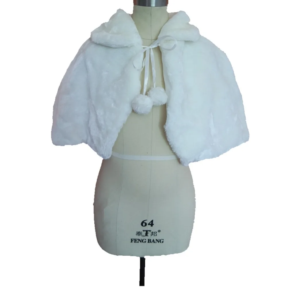 Customized Ivory White Wedding Party Flower Girl Faux Fur Stole Wraps Cape Kids Fall Winter Shrug Jackets In Stock