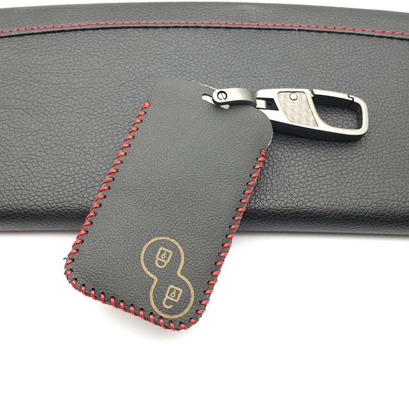 100% Leather Car Key Case Keychain Protector Holder Accessories for Renault Laguna 2 Buttons Smart Remote Fob Shell Cover