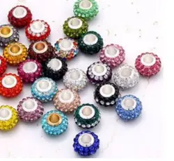 mixed white hot 14MM 50Pcs/lot Resin Rhinestone Silver Plated Core Big Hole Crystal European Beads n4254 Fit Charm Bracelets.