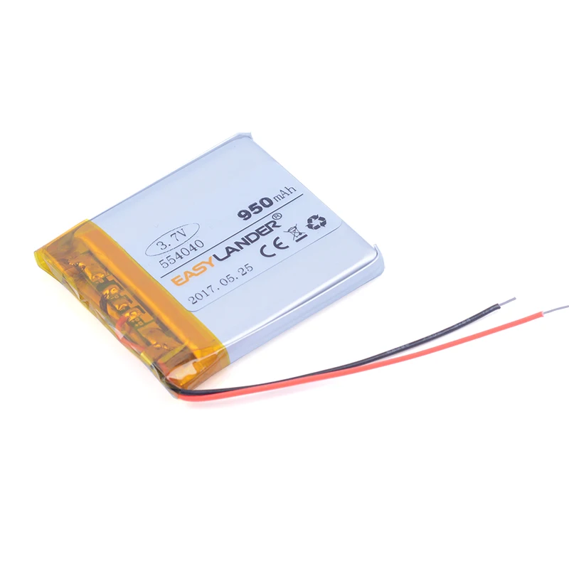 10pcs/Lot  3.7V 950mAh 554040 Rechargeable Lithium Li-ion Polymer Battery