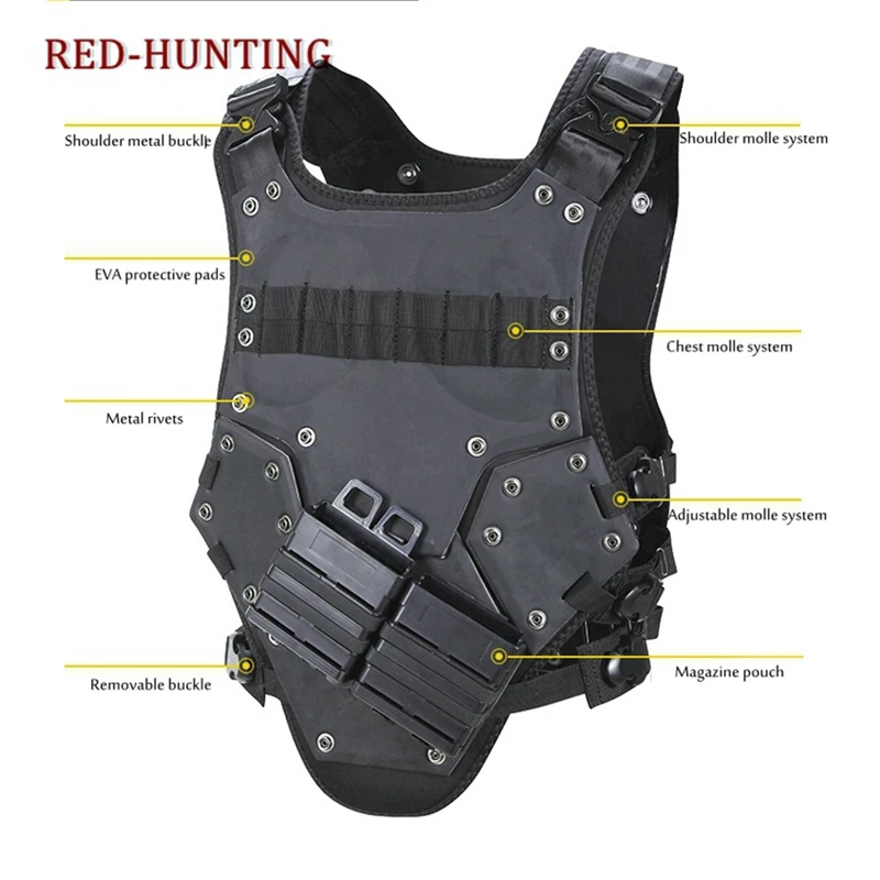 New EVA TF3 Tactical Vest Hunting Military Vest Outdoor Body Armor Swat Combat Paintball Black Waistcoat With M4 Mag Pouches