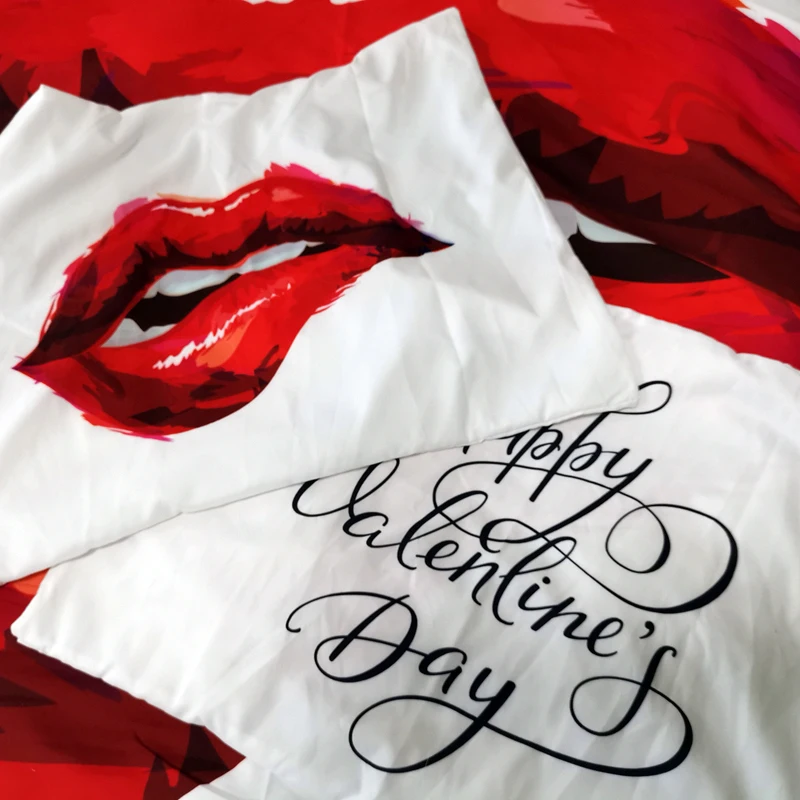 3D Digital Printing Custom Bedding Set,Quilt/Duvet Cover Set Twin Full Queen King,Bedclothes Sexy red lips Drop Shipping