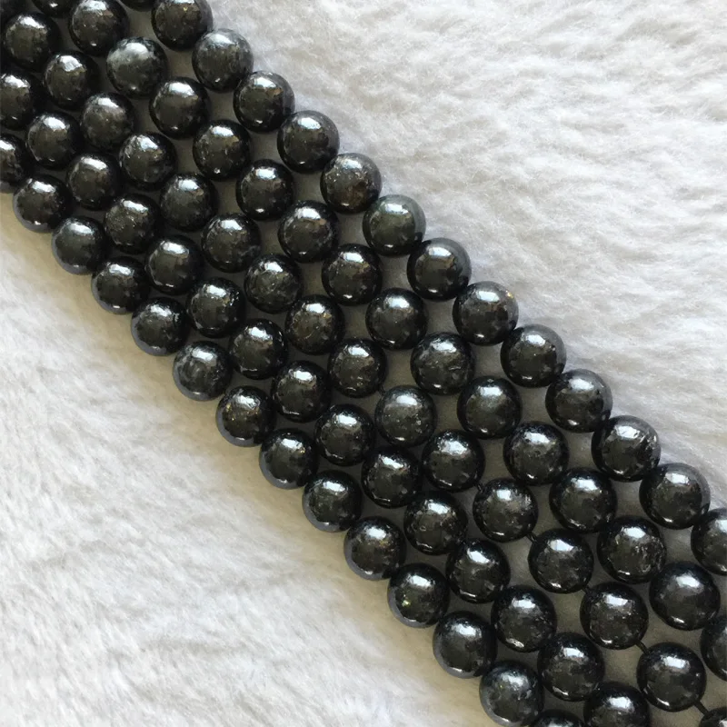Veemake الطبيعي الأسود فلوجوبيت الحيوتيت الجولة فضفاض السلس الخرز لصنع المجوهرات 4 مللي متر 6 مللي متر 8 مللي متر 10 مللي متر 12 مللي متر 05738