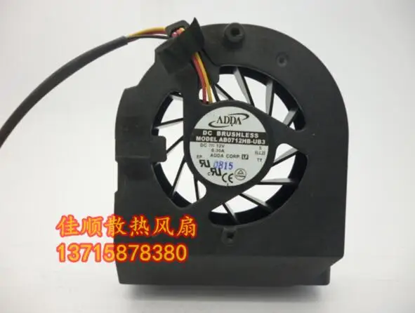 

New original ADDA AB0712HB-UB3 12V 0.30A 3 wire double ball notebook CPU fan