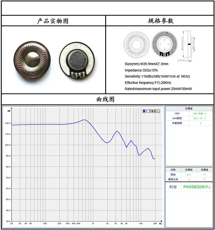 Loa 40mm đơn vị Titan phim Driver bass đơn vị 32Ohms