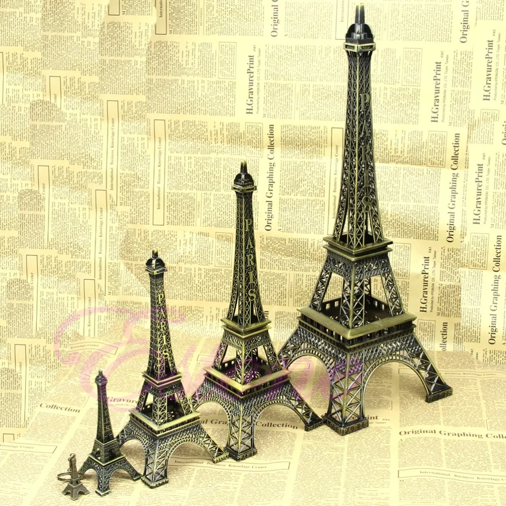 Hot Selling Bronze Tone Paris Eiffel Tower Figurine Statue Vintage Alloy Model Decor 4 Sizes APR27