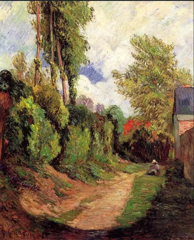 

High quality Oil painting Canvas Reproductions Sunken Lane (1884) by Paul Gauguin hand painted