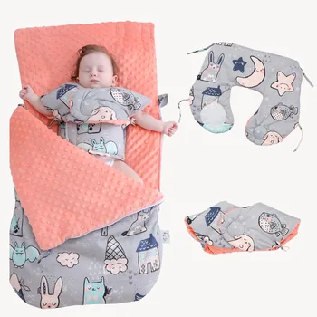 Thick baby swaddle blanket knit envelope newborn sleeping bag baby warm swaddling blanket stroller sleeping bag