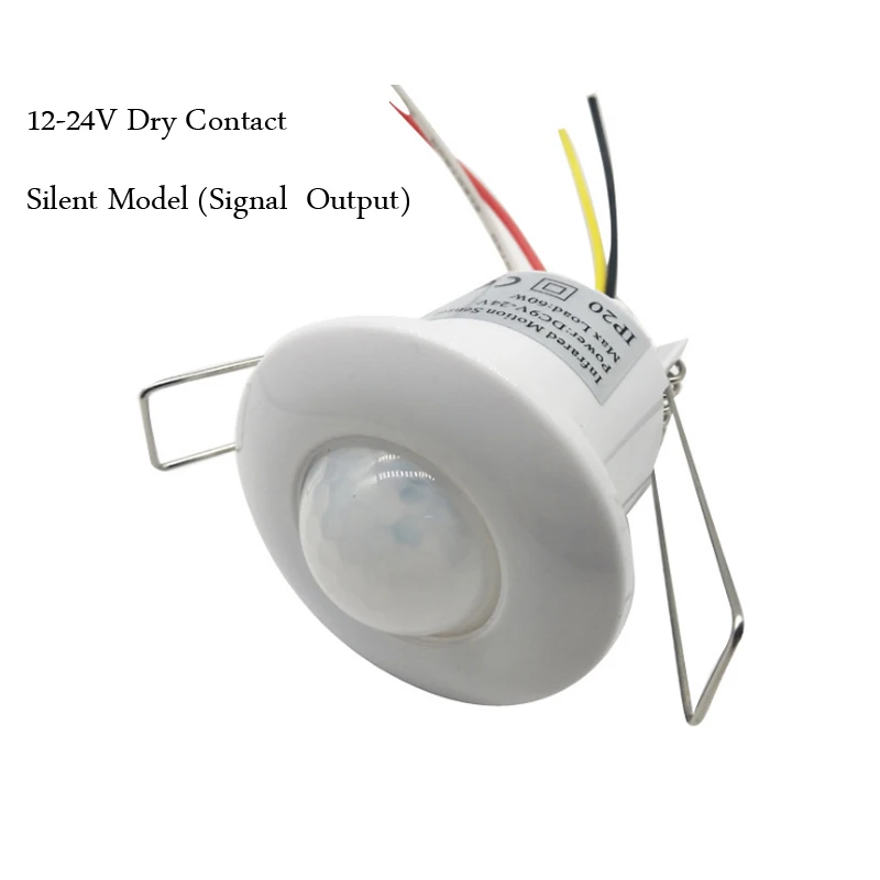 intelligent silent dry contact 12V-24V Ceiling mini embedded infrared human body motion sensor switch  reed switch signal