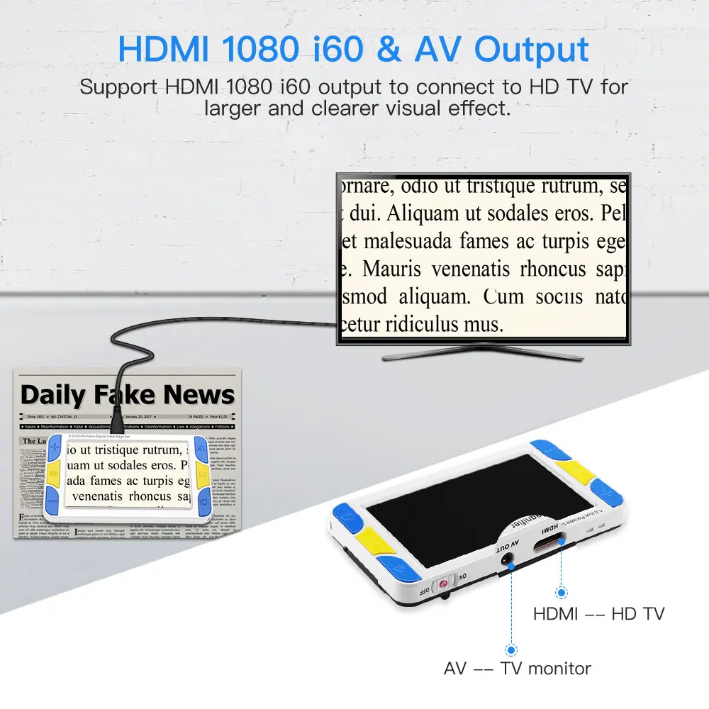 Lupa portátil de mano con pantalla LCD de 3 a 48x, lupa de vídeo de baja visión, Ayuda de lectura electrónica, lupa Digital portátil de 5 pulgadas