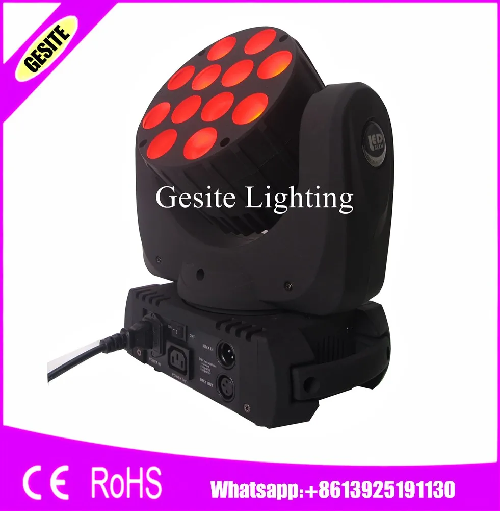 

Hot 6pcs/lot 12x12W Beam Led Moving Head 150w Stage Light LED With Excellent Pragrams dmx 9/16 Channels DJ