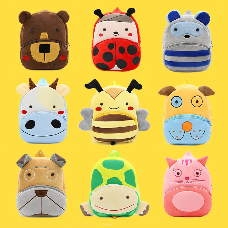 Cute kids plush backpack cartoon animal school bag Children's gifts kindergarten boy girl baby student lovely bags