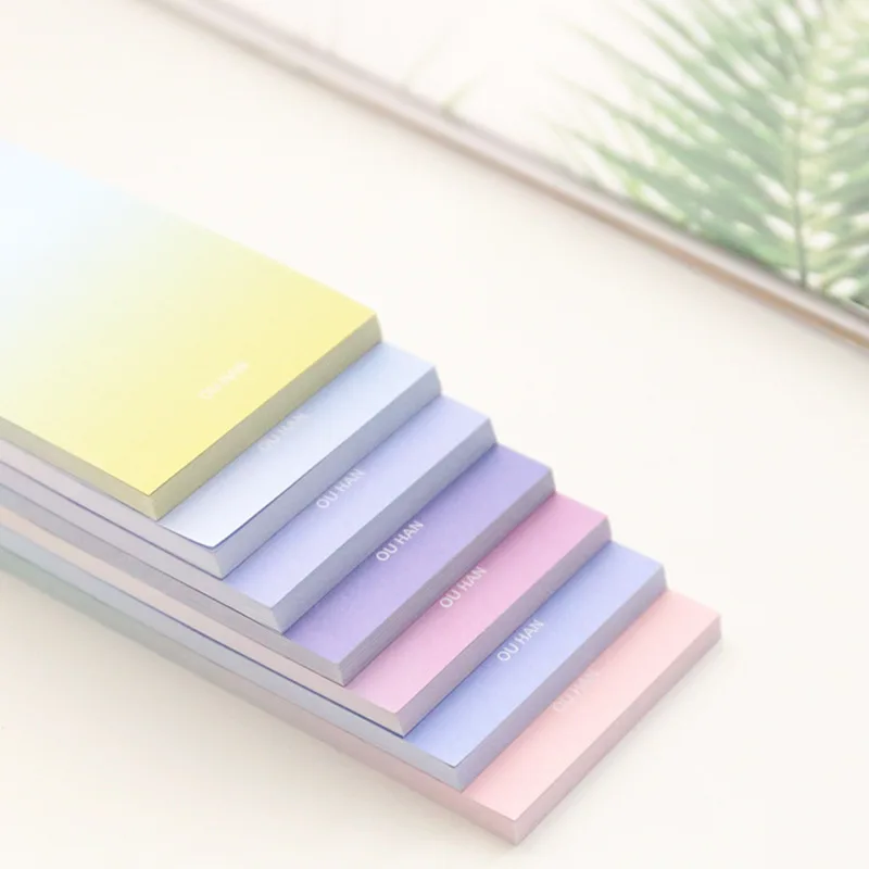 Cute Rainbow Memo Pads Decoration Stickers Self-Adhesive Stationery Sticky Notes N Times Paste Gradient Color Message Stickers