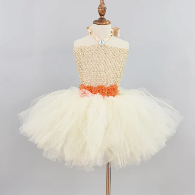 New Moana Tutu Dress For Girls Birthday Party Ivory Tulle Flower Girl Dresses Kids Halloween Cosplay Costume 1-12Y