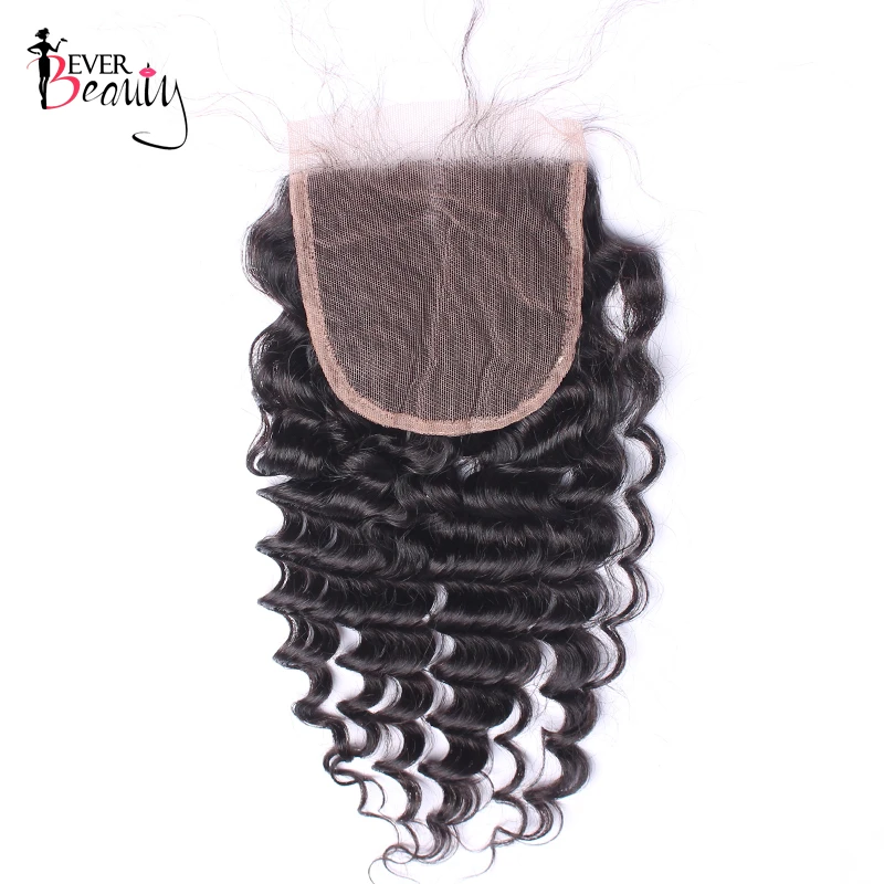 

Deep Wave 5x5 Lace Closure Brazilian Hair Pre Plucked Hairline With Baby Hair Human Hair Closure Meium Brown Lace Ever Beauty