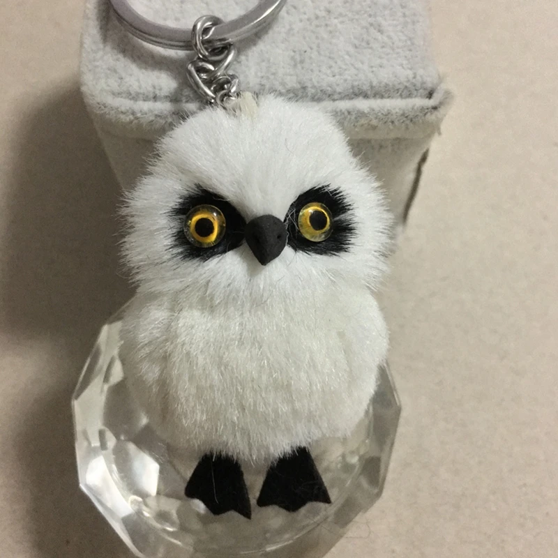 Cute Tiny Plush Faux Rabbit Fur Owl Women Girls Mini Animal Keychain On Bag Car Trinket Jewelry Party Toy Gift