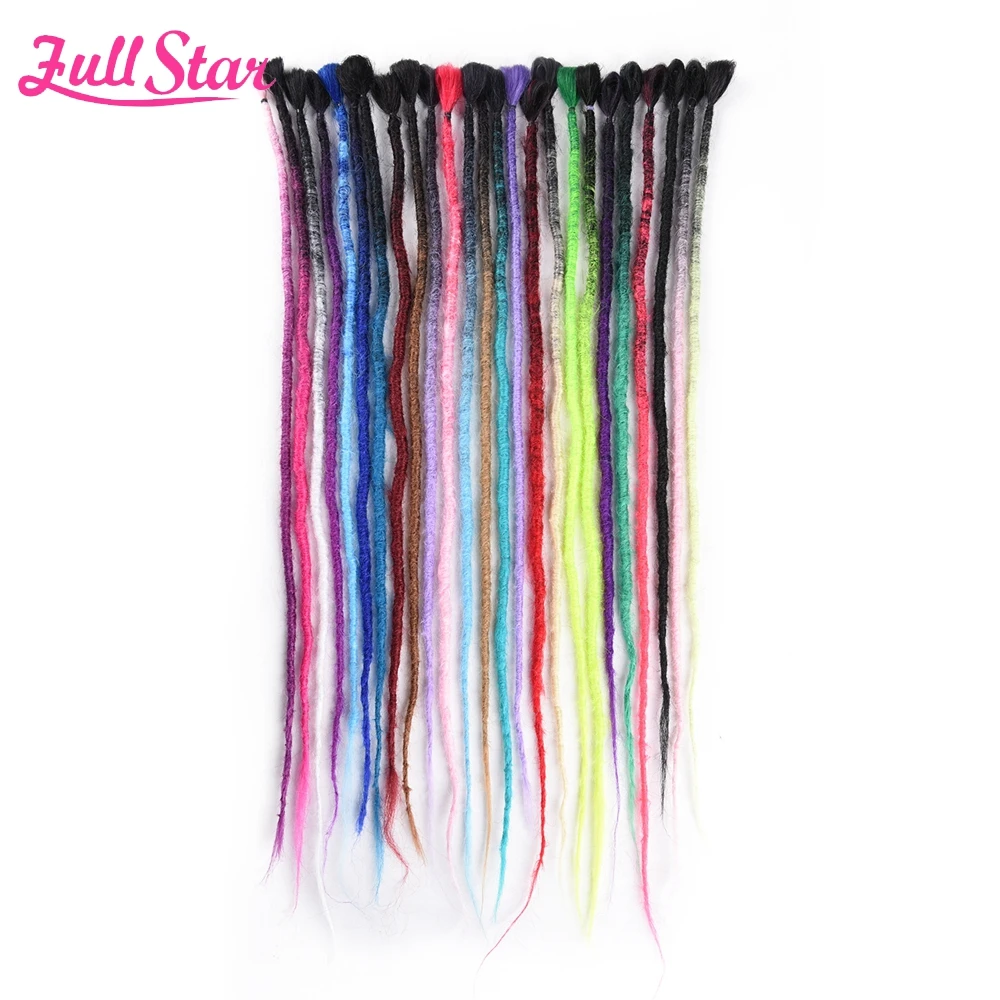 

Full Star Hard Dreadlocks 24" 5 Strands Black Ombre Grey Blue Blond Purple 25 Colors Synthetic Crochet Braids Hair Extensions