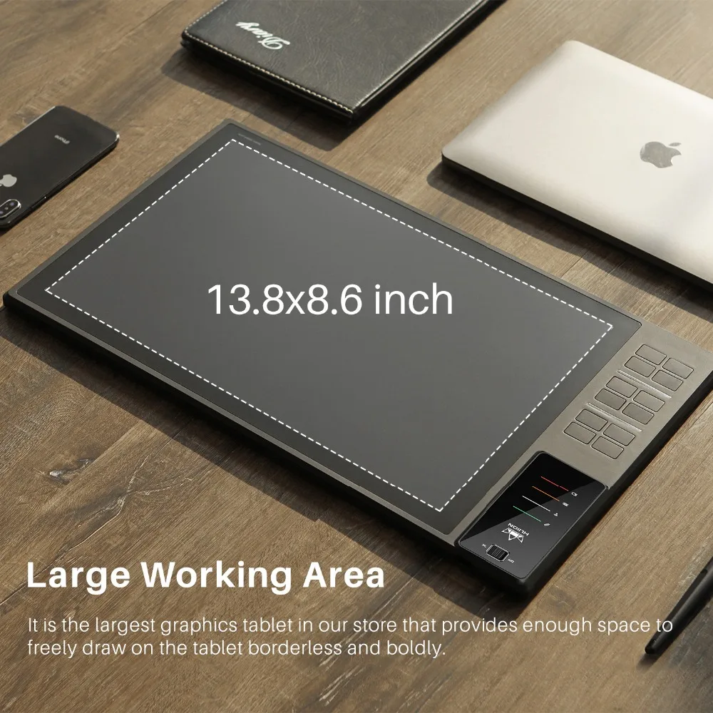 Huion WH1409 14 polegadas 8192 Níveis de Desenho Sem Fio Tablet Digital Gráfico Tablets Pen Tablet para android Windows MAC OS