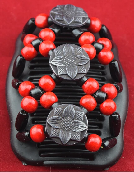 Red and black Classical flower beads  Magic Hair Combs Accessories for woman wholesale