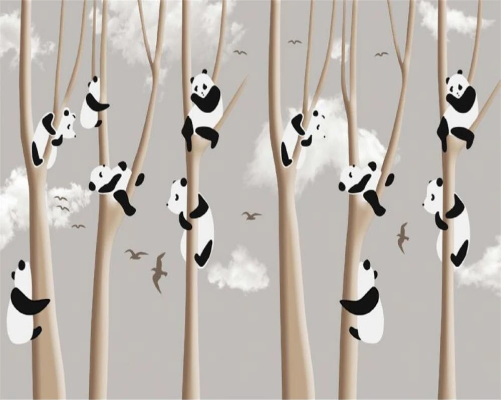 

beibehang Custom Modern Wallpapers Hand Drawn HD Children Panda Woods Classic Background papel de parede wall papers home decor