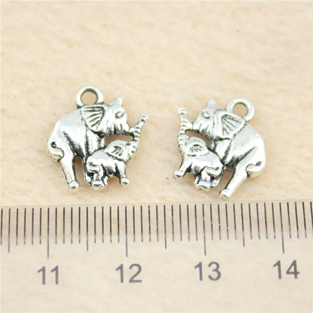 62pcs/lot 16*14mm ancient silver Elephant Mom And Child charm Pendants DIY jewelry for bracelet necklace earring