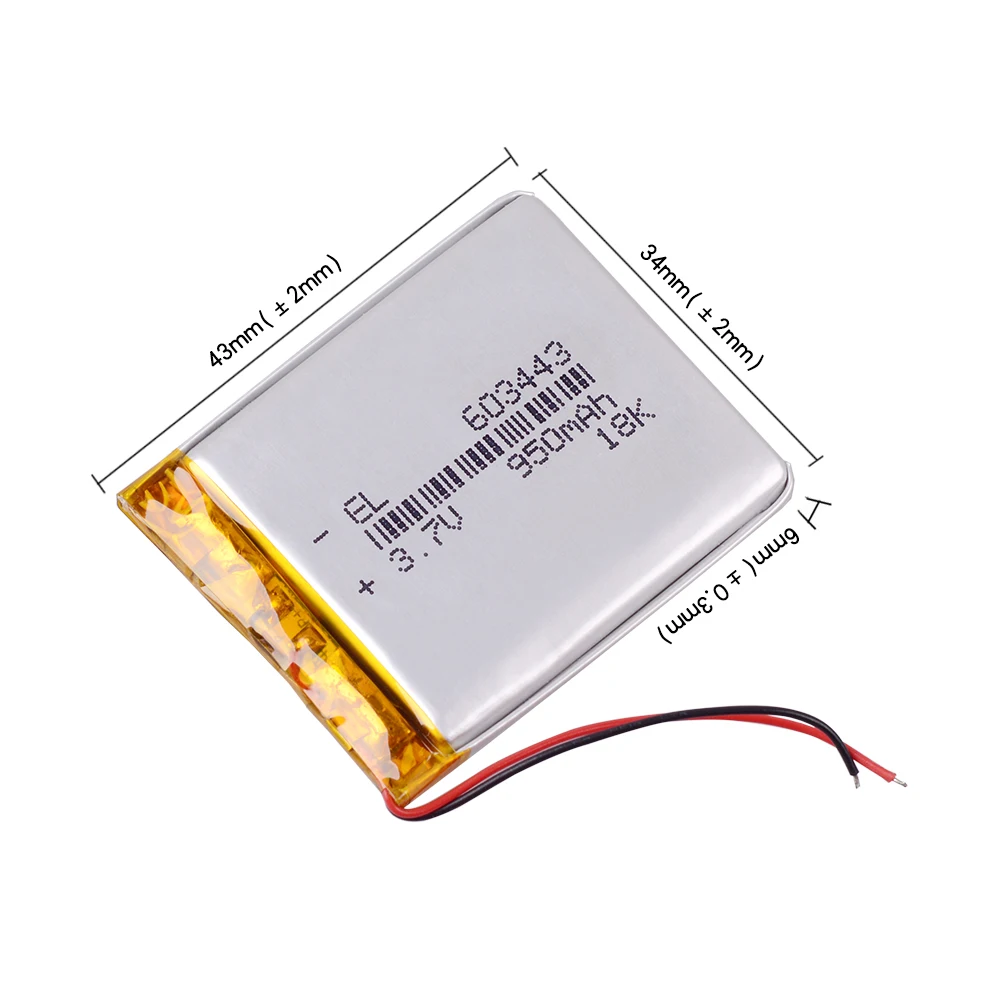 3.7V Lithium Polymer Battery 603443 950mAh MP4 GPS Navigation Electronic Speakers Lipo Battery 063443 With PCB headlamp gamepad