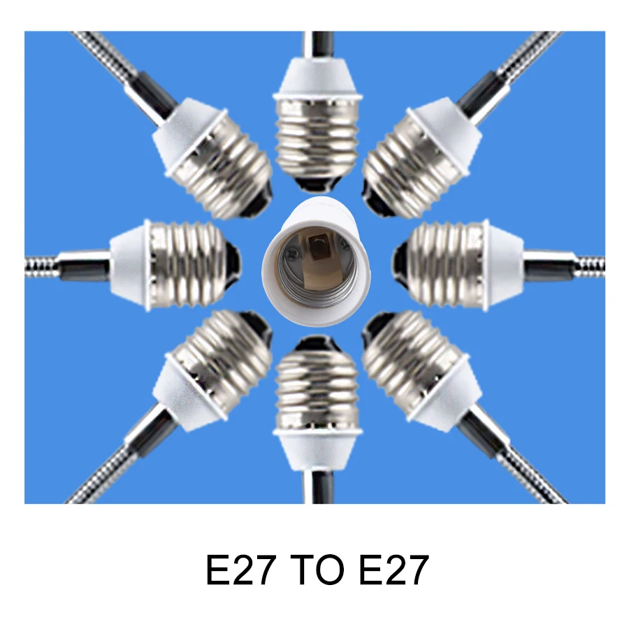 Elastyczna Adapter gniazda śrubowa żarówki uchwyt podstawy lampy LED E27 6/9/15/20/30/35/60cm przedłużacz świecznik konwertera